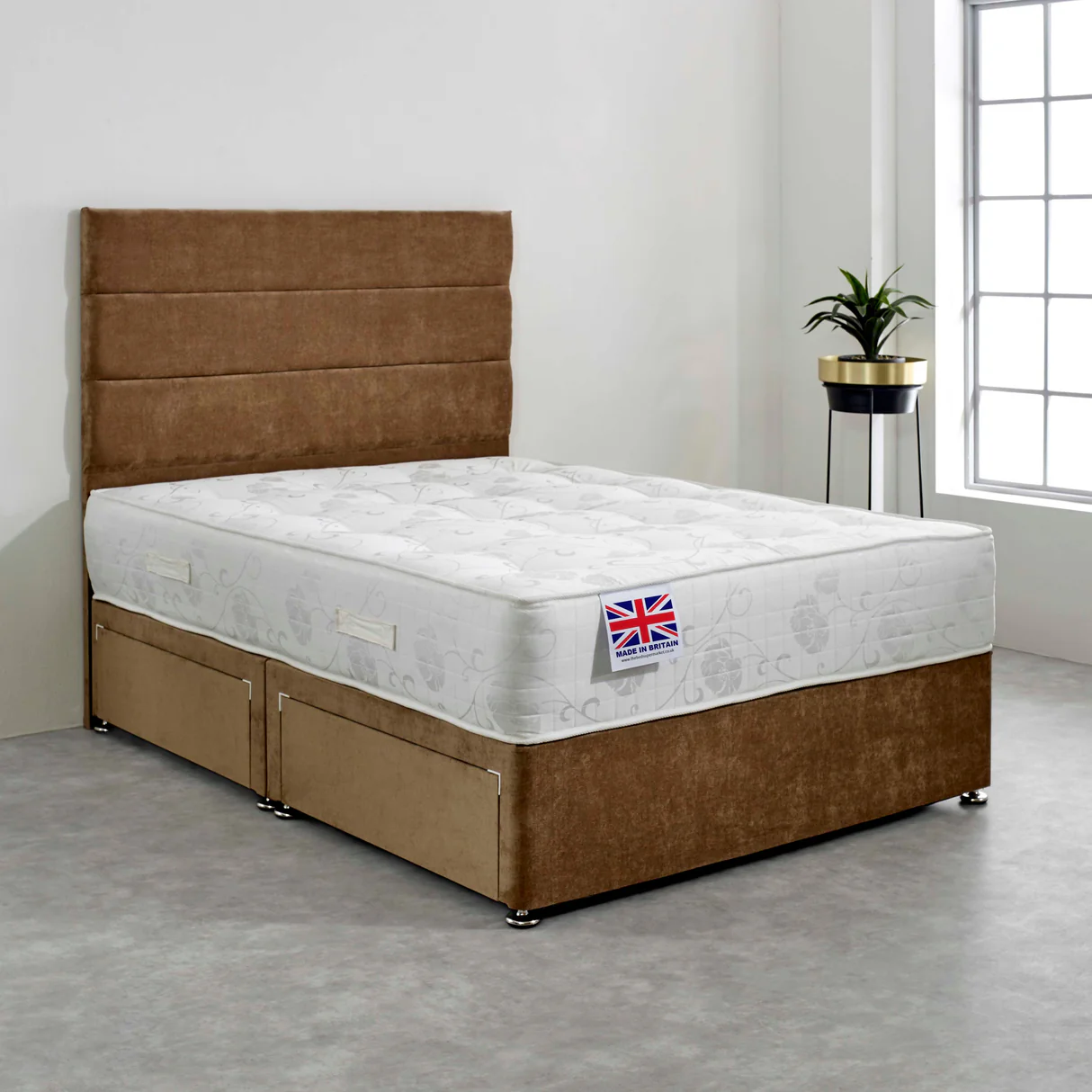 Hilton Divan Bed Set UK - Side view of premium divan from Newcastle Beds UK
